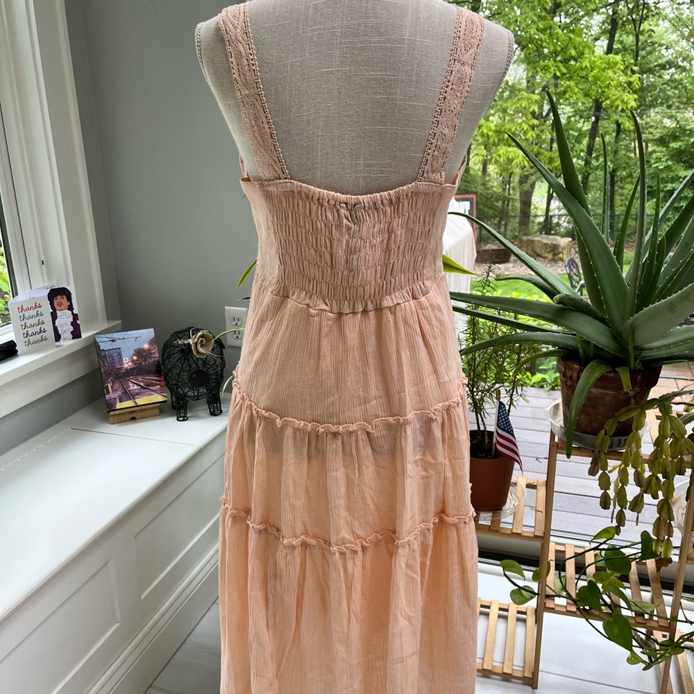 Chaudry Peach gauze tiered dress - Picture 4 of 6
